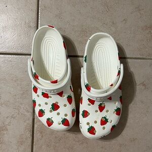 White crocs strawberry print